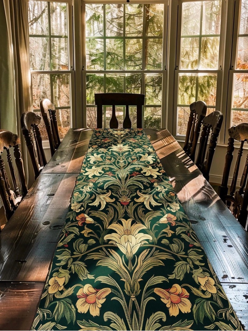 Unused NWOT Hand Quilted Art Nouveau Cottagecore Table Runners, Green and Blue - Picture 4 of 8